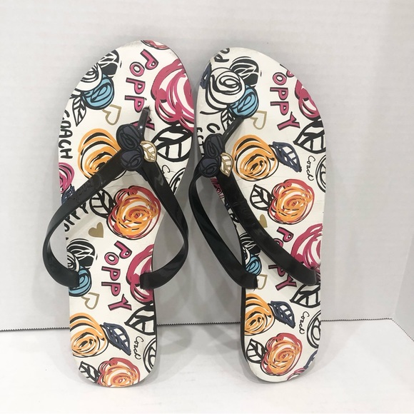 Coach | Shoes | Coach Kasey Poppy Flip Flop Sandals Size 1 | Poshmark